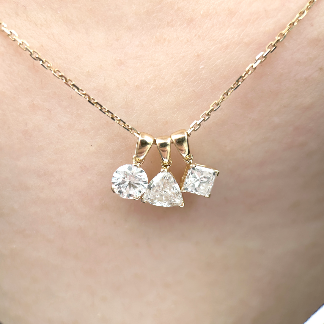 Life: Full Journey, The Past, Necklace Pendant, Lab-grown Diamond, White Gold, Princess Cut - Luslumin Jewelry