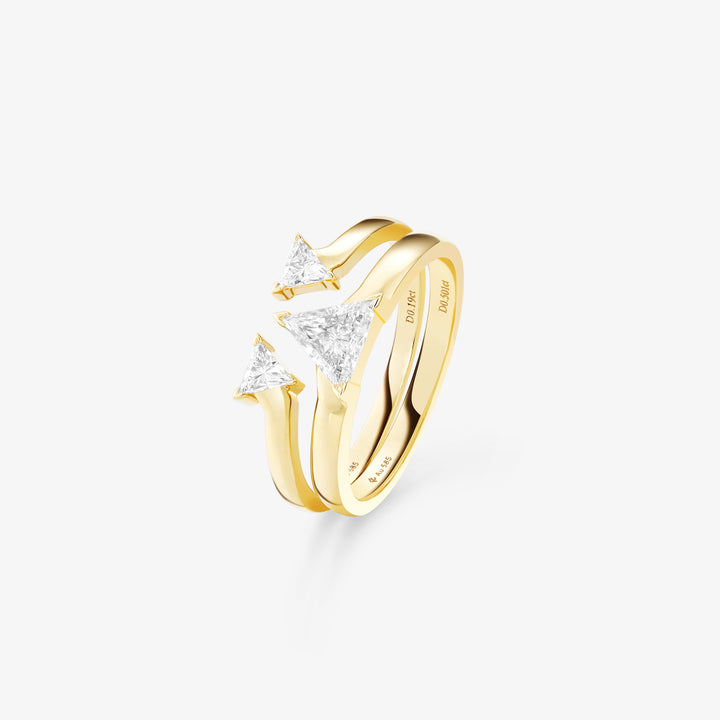 Life: Mutual love, Rings, set rings $250 off, Lab-grown Diamond, Yellow Gold, Trilliant Cut - Luslumin Jewelry