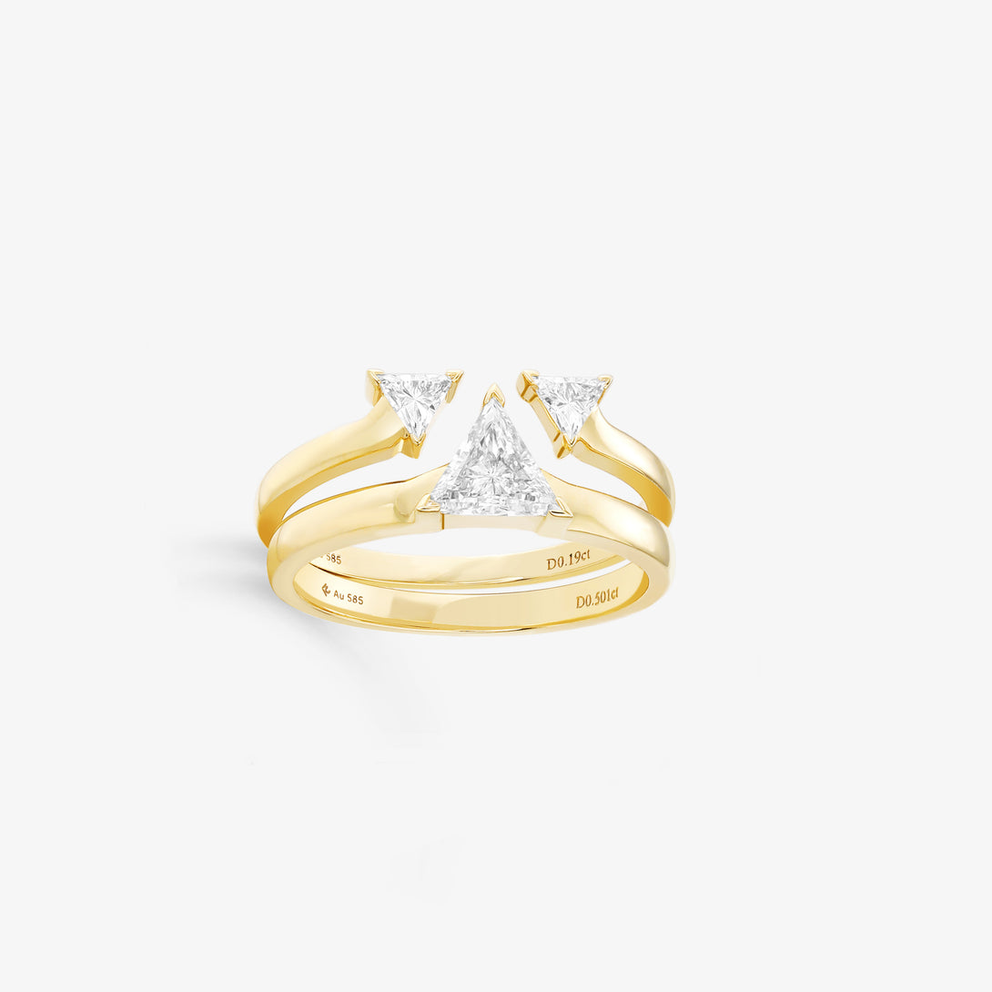 Life: Mutual love, Rings, set rings $250 off, Lab-grown Diamond, Yellow Gold, Trilliant Cut - Luslumin Jewelry