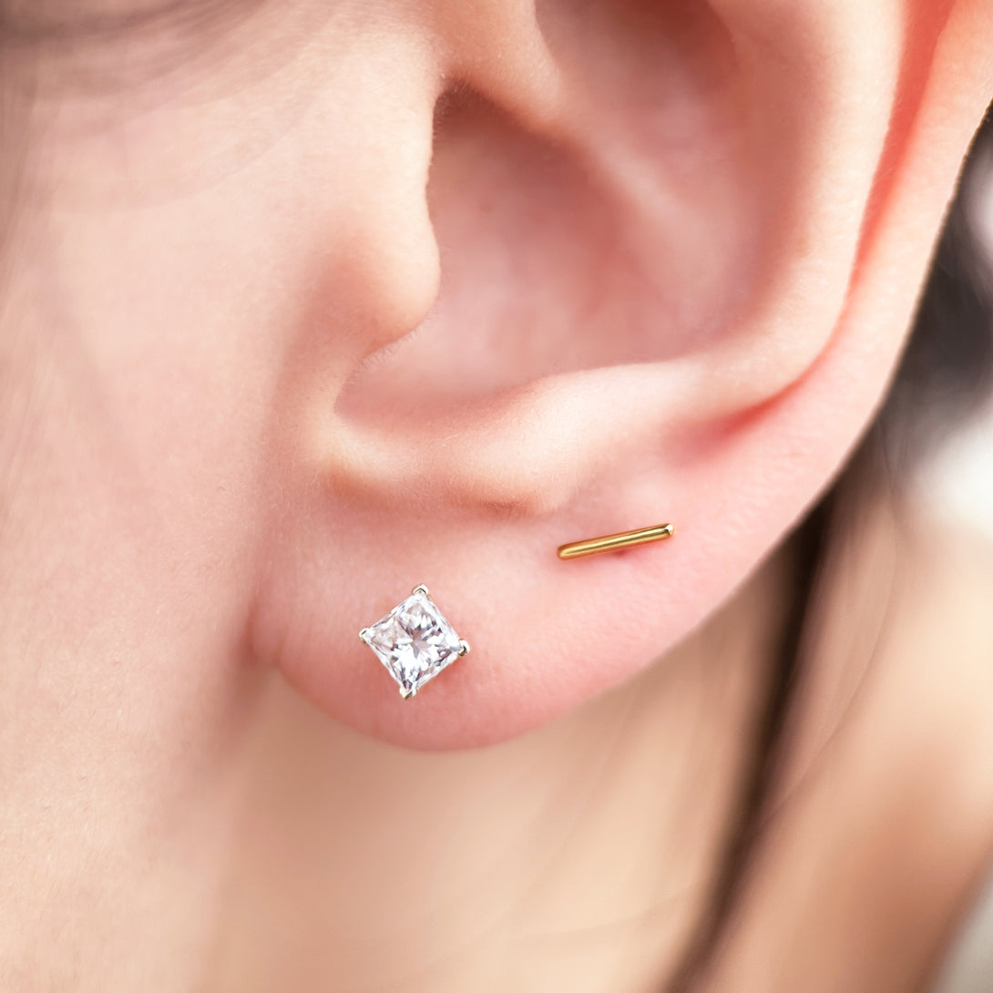 Life: Full Journey, The Past, Earrings, Lab-grown Diamond, White Gold, Princess Cut - Luslumin Jewelry