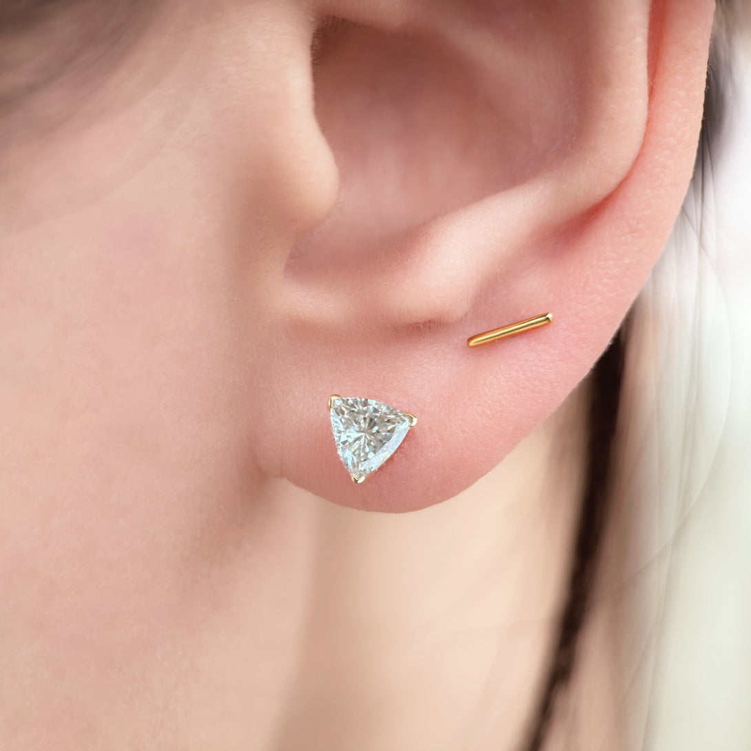 Life: Full Journey, At present, Earrings, Lab-grown Diamond, White Gold, Trilliant Cut - Luslumin Jewelry