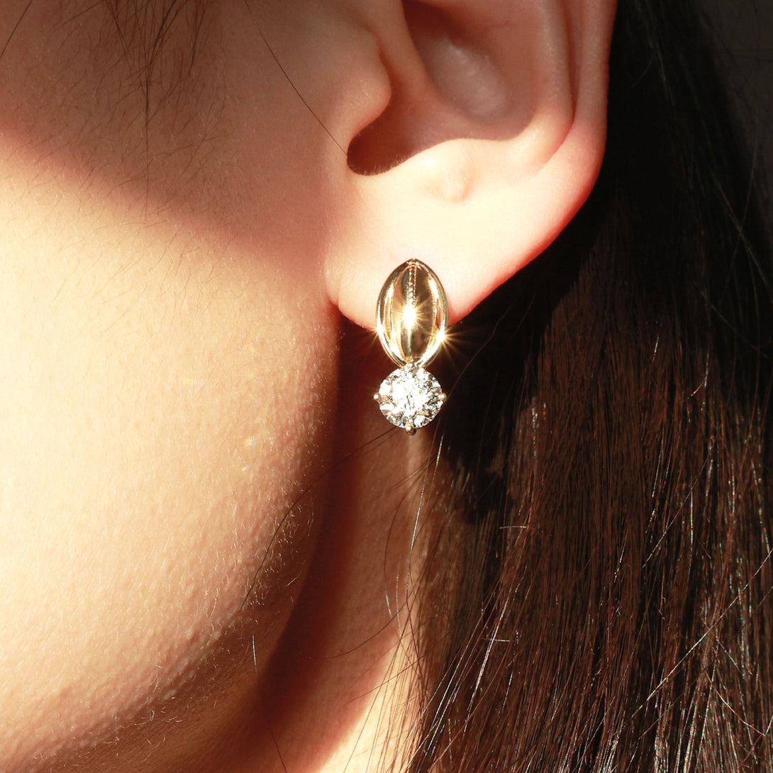 Life: I Earrings, Lab-grown Diamond, White Gold, Round Brilliant Cut - Luslumin Jewelry