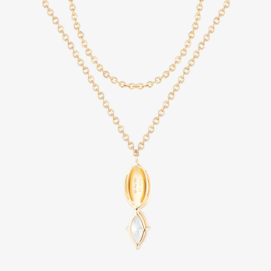 Life: I, Necklace, Lab-grown Diamond, Yellow Gold, Marquise Cut - Luslumin Jewelry