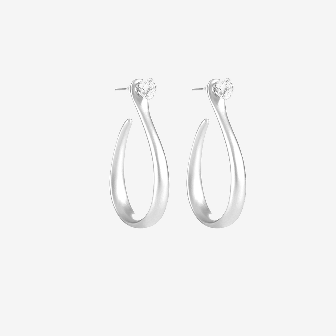 Amulet: Secret, Earrings, 1 ctw Lab-grown Diamond, White Gold, Round Cut - Luslumin Jewelry