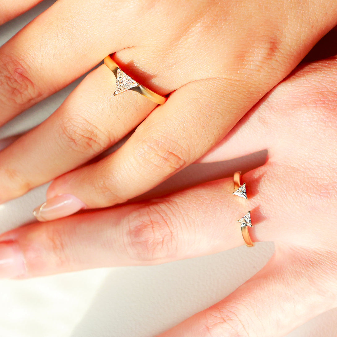 Life: Mutual love, Rings, set rings $250 off, Lab-grown Diamond, Yellow Gold, Trilliant Cut - Luslumin Jewelry