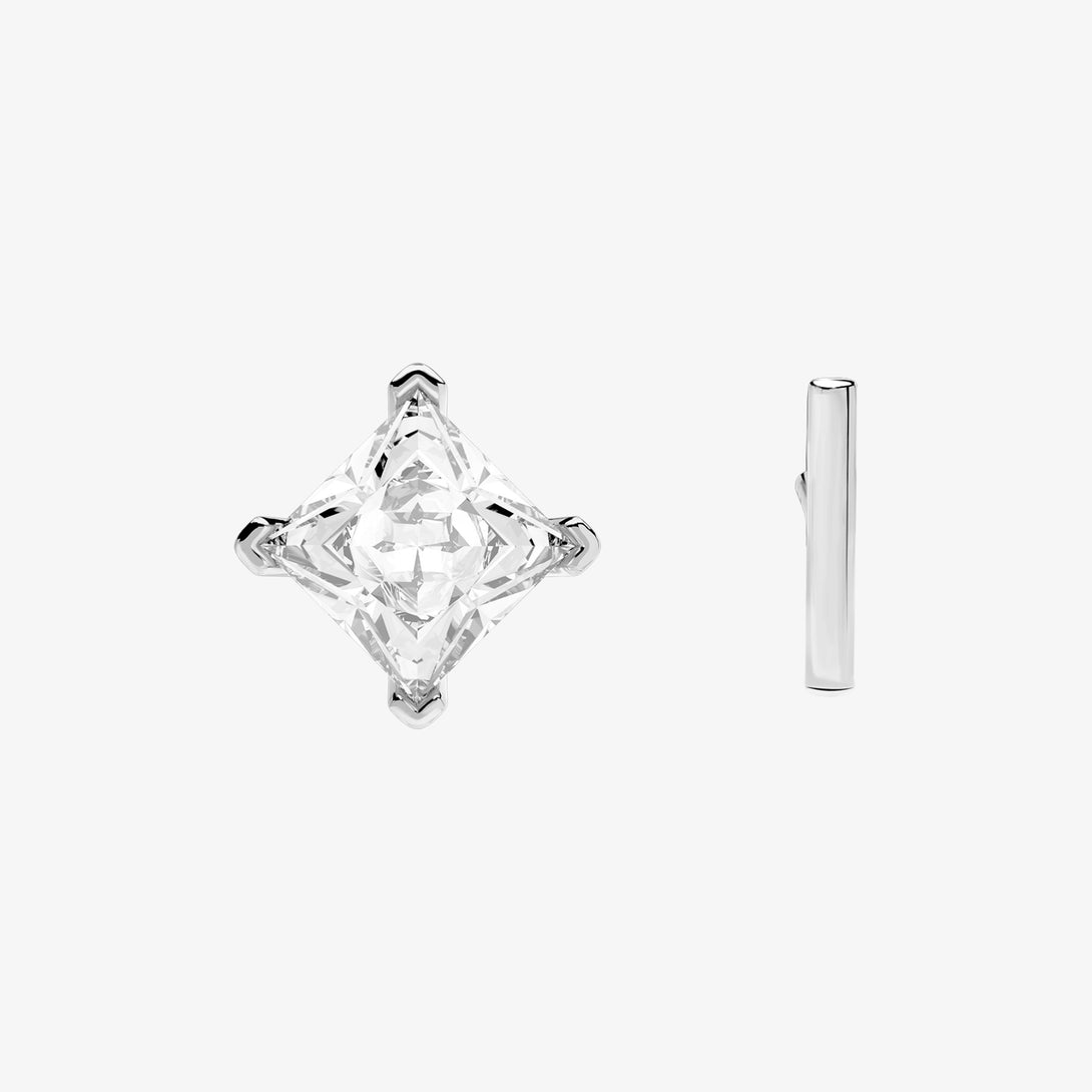 Life: Full Journey, The Past, Earrings, Lab-grown Diamond, White Gold, Princess Cut - Luslumin Jewelry