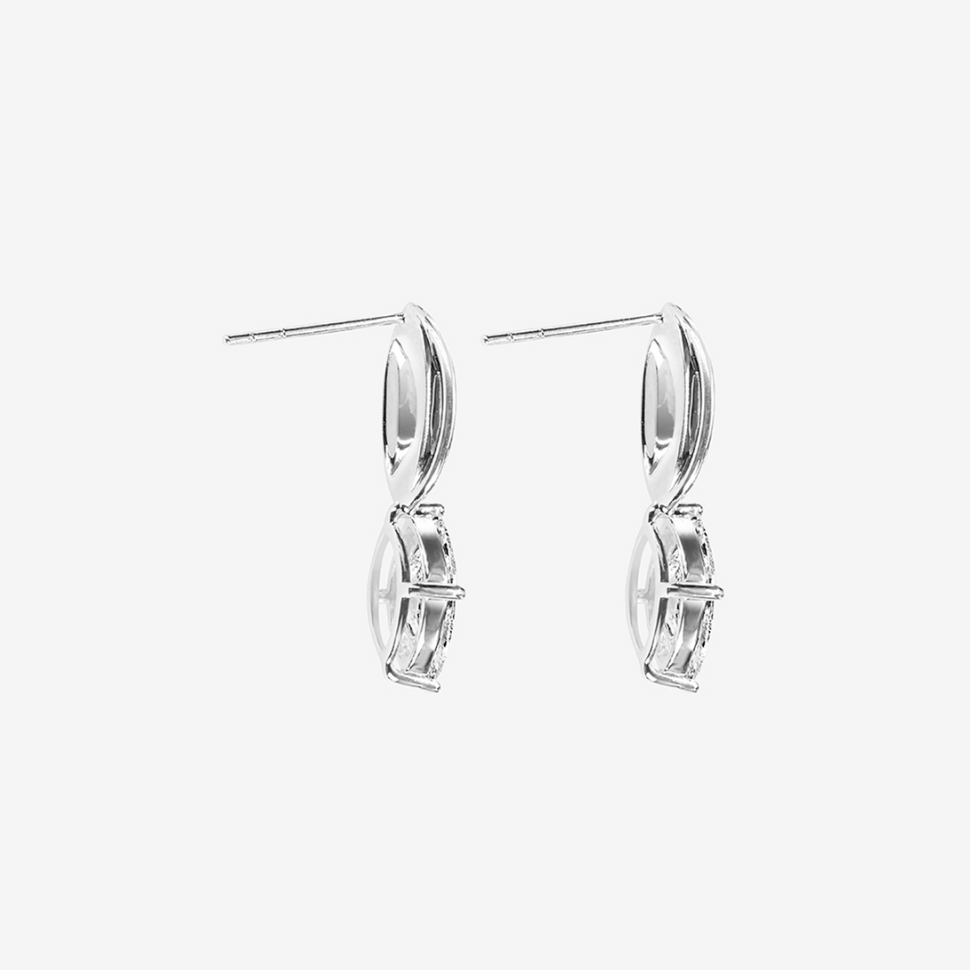 Life: I, Earrings, Lab-grown Diamond, White Gold, Marquise Cut - Luslumin Jewelry