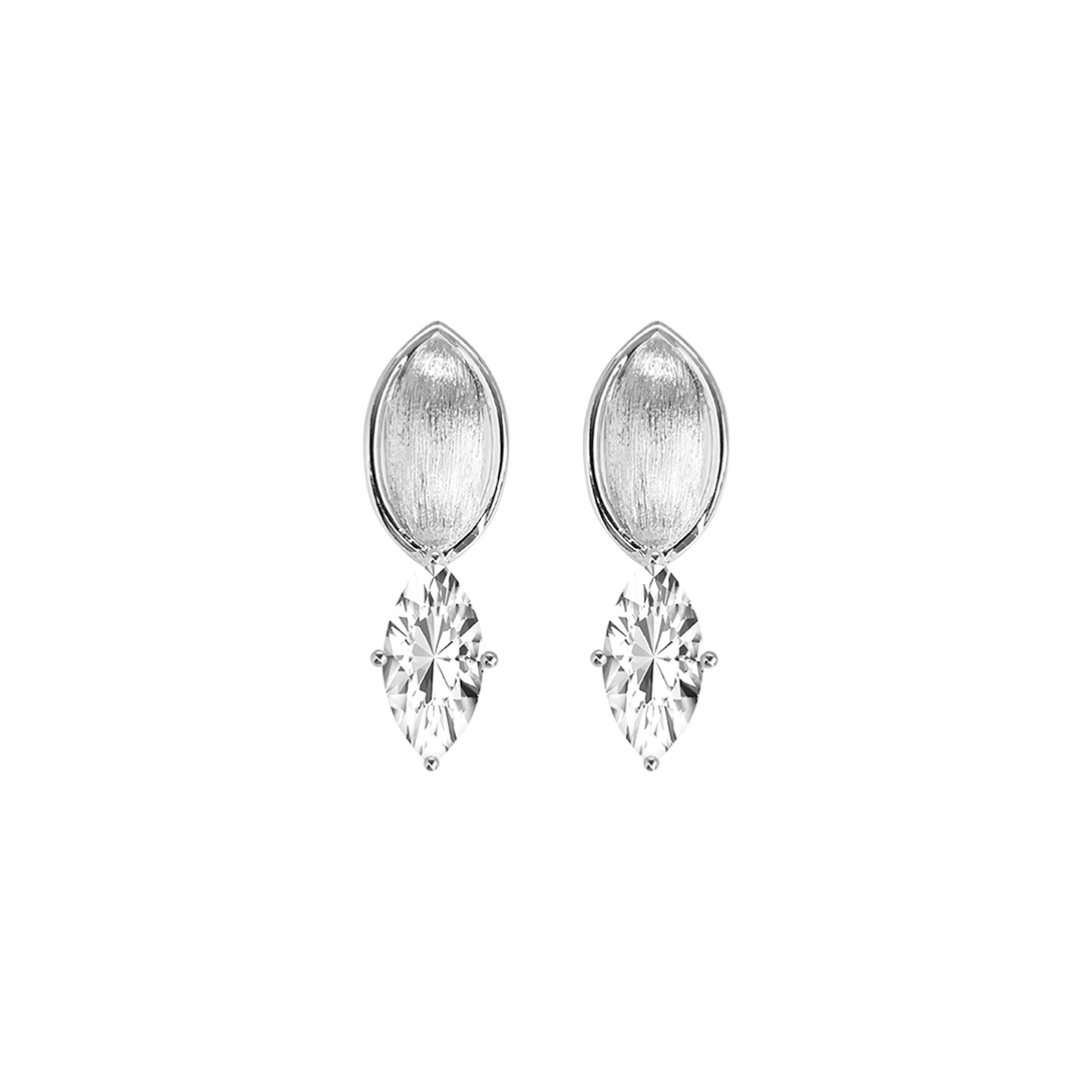 Life: I, Earrings, Lab-grown Diamond, White Gold, Marquise Cut - Luslumin Jewelry