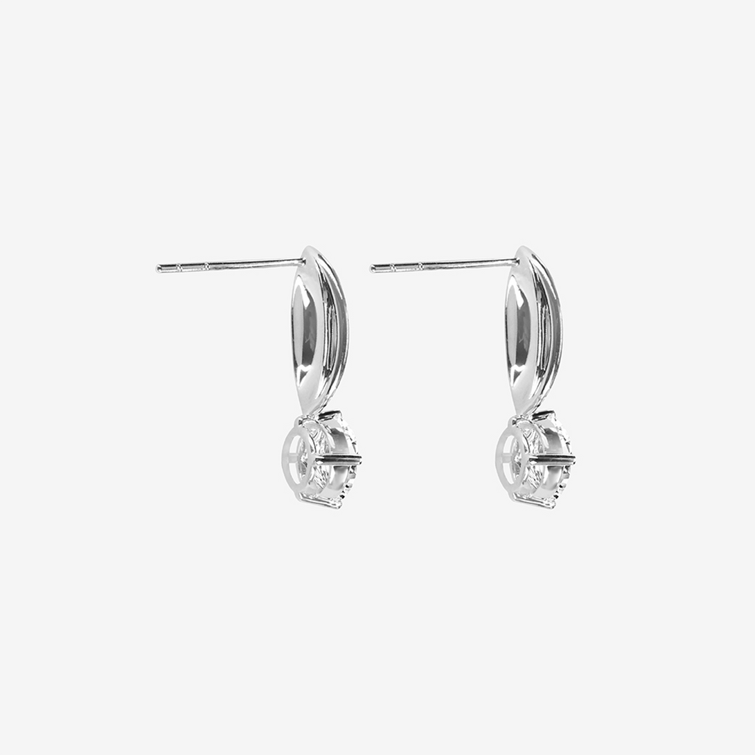 Life: I Earrings, Lab-grown Diamond, White Gold, Round Brilliant Cut - Luslumin Jewelry