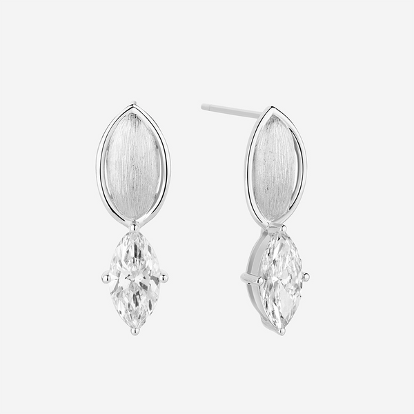 Life: I, Earrings, Lab-grown Diamond, White Gold, Marquise Cut - Luslumin Jewelry